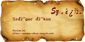 Száger Ákos névjegykártya